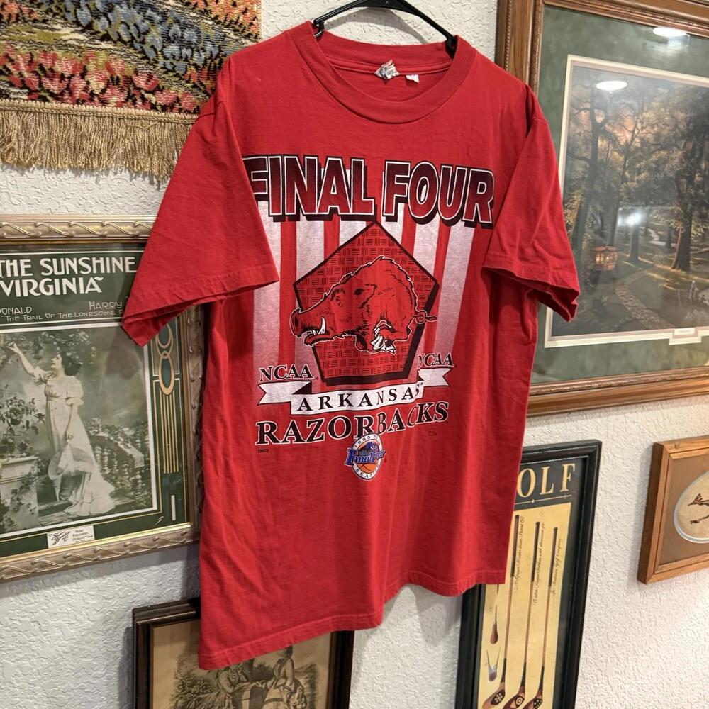 NEW Vintage 1995 ARKANSAS RAZORBACKS NCAA BASKETBALL Final Four Mens T Shirt XL‎ - Picture 2 of 7